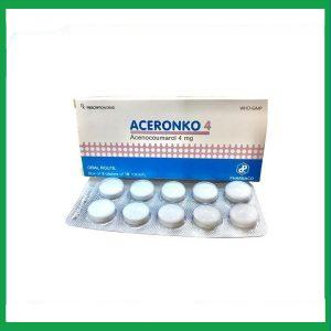 Thuốc Aceronko 4 dự phòng và điều trị bệnh nhồi máu phổi và cơ tim, huyết khối tĩnh mạch sâu (3 vỉ x 10 viên)