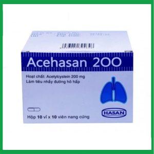 Thuốc Acehasan 200 Hasan làm loãng đờm trong các bệnh phế quản - phổi cấp và mãn tính (10 vỉ x 10 viên)