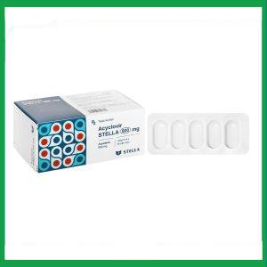 Thuốc Acyclovir Stella 800mg điều trị nhiễm Herpes simplex, Herpes zoster, thủy đậu (7 vỉ x 5 viên)