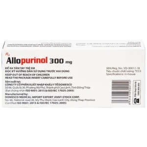 Nhà Thuốc Thanh Vinh - Thuốc Allopurinol 300mg Domesco điều trị tăng acid uric máu, sỏi thận (2 vỉ x 10 viên) 1 Nhà Thuốc Thanh Vinh - Allopurinol 300mg 1