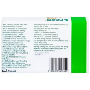 Nhà Thuốc Thanh Vinh - Thuốc Creon 25000 Abbott điều trị thiểu năng tụy ngoại tiết (20 viên) 1 Nhà Thuốc Thanh Vinh - Creon 25000 1