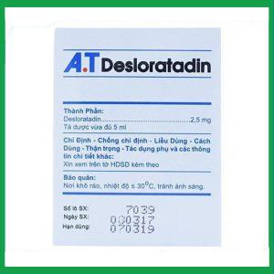 Nhà Thuốc Thanh Vinh - Dung dịch uống A.T Desloratadin 2.5mg An Thiên giảm viêm mũi dị ứng, mày đay mạn tính (30 ống x 5ml) 2 Nhà Thuốc Thanh Vinh - Desloratadin AT 1