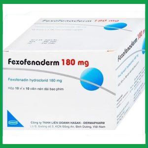 Thuốc Fexofenaderm 180mg Hasan trị viêm mũi dị ứng theo mùa, mày đay mạn tính vô căn (10 vỉ x 10 viên)