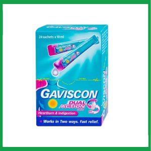 Hỗn dịch Gaviscon Dual Action Reckitt Benckiser hồng  điều trị trào ngược dạ dày, thực quản (24 gói x 10ml)