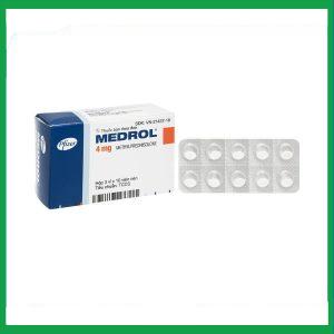 Thuốc Medrol 4mg Pfizer kháng viêm, điều trị rối loạn nội tiết, viêm tuyến giáp (3 vỉ x 10 viên)