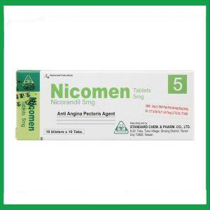 Nicomen Tablets 5mg trị đau thắt ngực (10 vỉ x 10 viên)
