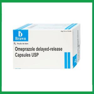 Viên nang Omeprazole Delayed Release Brawn điều trị loét dạ dày tá tràng (10 vỉ x 10 viên)