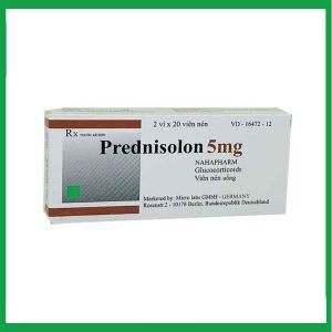 Thuốc Prednisolone 5mg Nam Hà chống viêm, chống dị ứng và ức chế miễn dịch (Hộp 2 vỉ x 20 viên)
