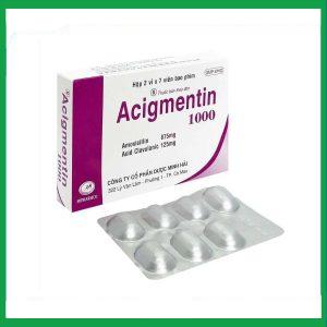 Thuốc Acigmentin 1g Mipharmco (Hộp 2 vỉ x7 viên ) điều trị nhiễm khuẩn
