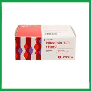 Viên nén Nifedipin T20 retard Stella dự phòng đau thắt ngực, điều trị tăng huyết áp (10 vỉ x 10 viên)