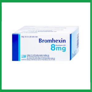 Thuốc Bromhexin 8mg Dược 3-2 tan đàm trong viêm khí phế quản, viêm phế quản mạn tính (10 vỉ x 20 viên)