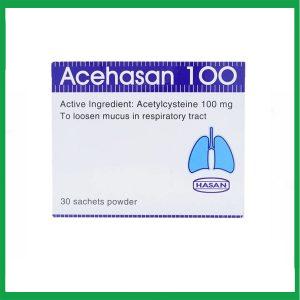 Thuốc bột Acehasan 100 Hasan làm loãng đờm trong các bệnh phế quản - phổi cấp và mãn tính ( Hộp 30 gói)