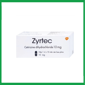 Thuốc Zyrtec GSK giảm viêm mũi dị ứng, mày đay tự phát, mạn tính (1 vỉ x 10 viên)