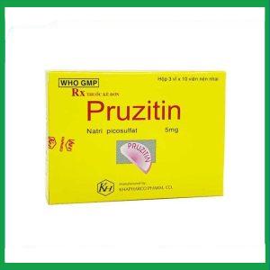 Viên nhai Pruzitin 5mg Khaphaco điều trị táo bón (3 vỉ x 10 viên)