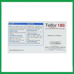 Nhà Thuốc Thanh Vinh - Thuốc Telfor 180 DHG điều trị triệu chứng của bệnh mày đay (2 vỉ x 10 viên) 1 Nhà Thuốc Thanh Vinh - Telfor 180 2