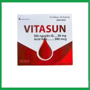 Dung dịch Vitasun Medisun phòng ngừa và điều trị thiếu máu do thiếu sắt (20 ống x 10ml)