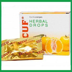 Viên ngậm Zecuf Herbal Drops vị cam giúp ấm họng, nhuận phế