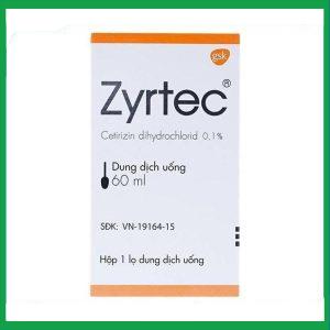 Dung dịch uống Zyrtec GSK giảm viêm mũi dị ứng, mày đay (60ml)