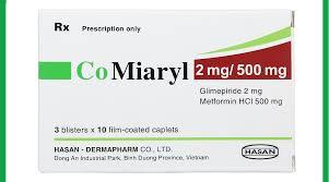 Thuốc CoMiaryl 2mg/500mg Hasan điều trị đái tháo đường type 2 (3 vỉ x 10 viên)