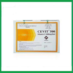 Dung dịch tiêm Cevit 500 Vidipha điều trị bệnh do thiếu Vitamin C (100 ống)