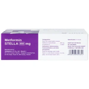 Nhà Thuốc Thanh Vinh - Viên nén Metformin Stella 850mg điều trị bệnh đái tháo đường (4 vỉ x 15 viên) 1 Nhà Thuốc Thanh Vinh - metfformin 850 1